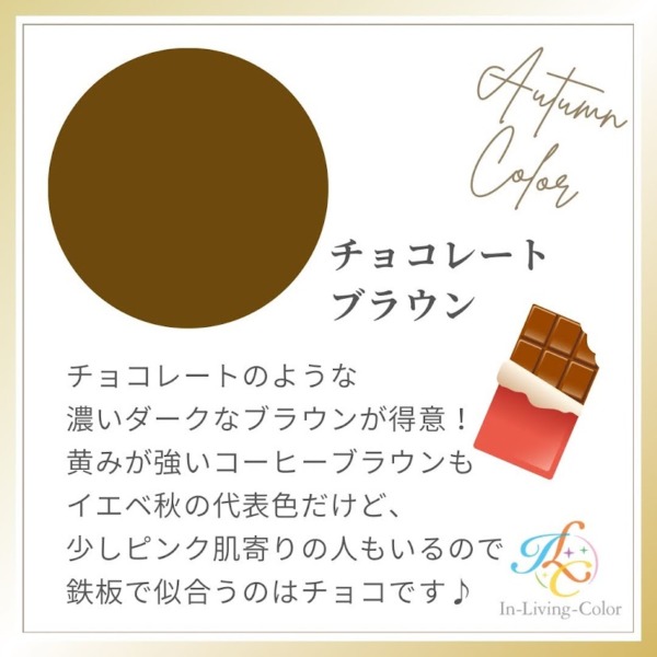 パーソナルカラー　オータム　イエベ秋に似合う色　茶色　ブラウン